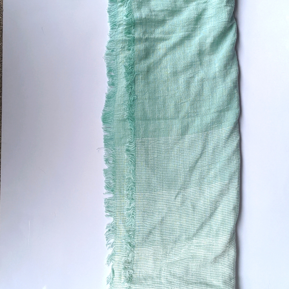 Light Teal Ombre Scarf with fringe detail